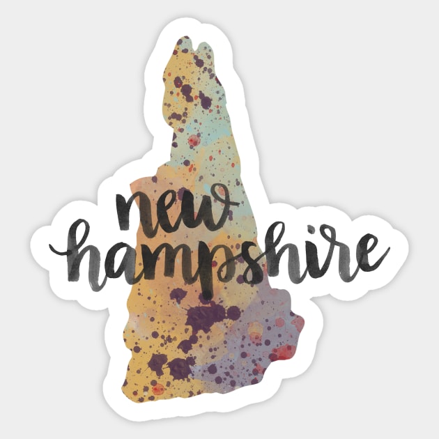 new hampshire - calligraphy and abstract state outline Sticker by randomolive